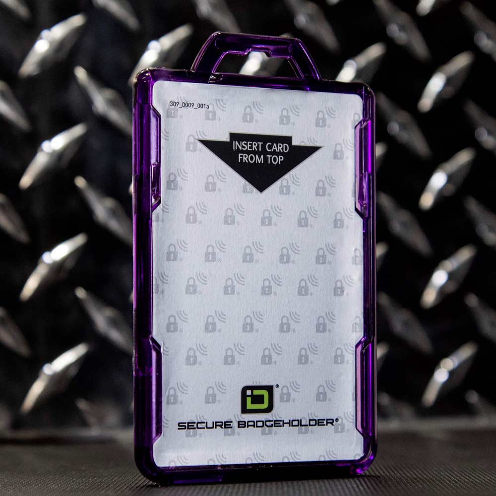 Secure Badge Holder Lite ™ Vertical 1 ID Card Holder - Purple - IDSH9001 - 001B - Pur