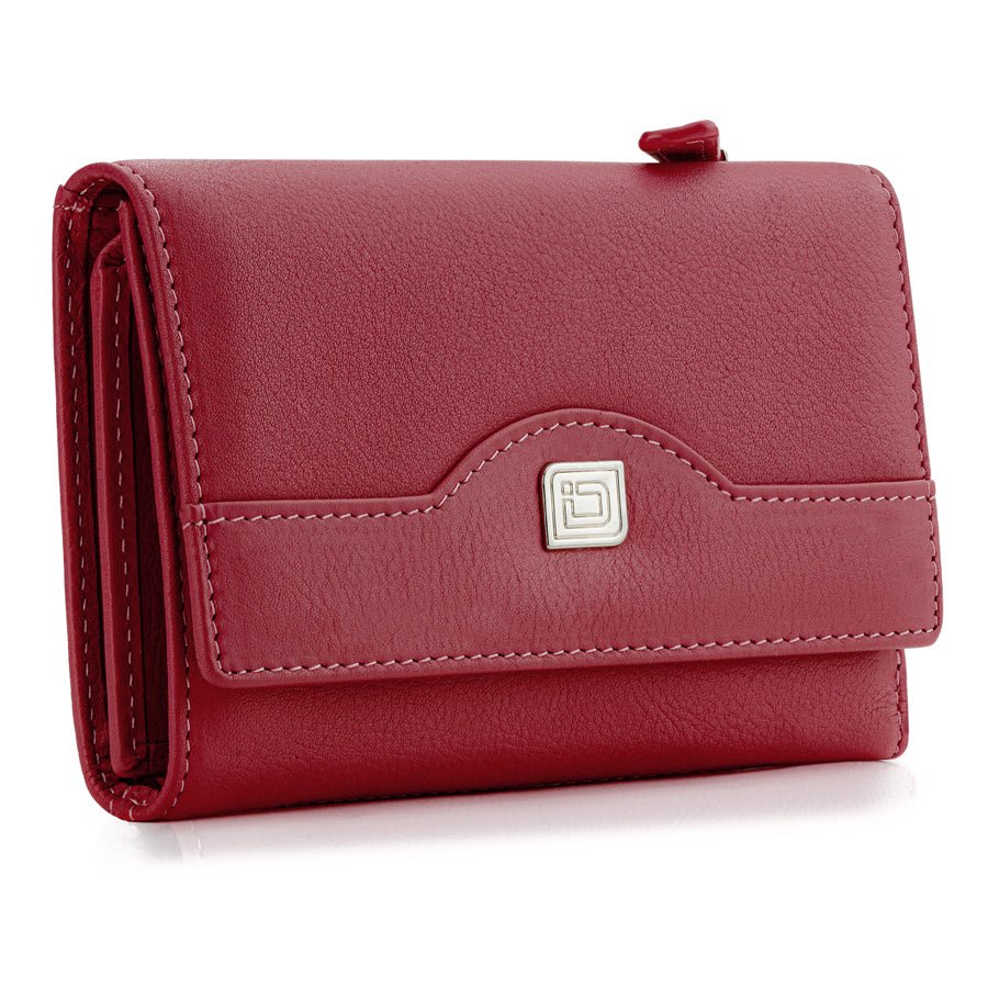 RFID Blocking Women's Leather Trifold Wallet - Red - IDSH7102 - red