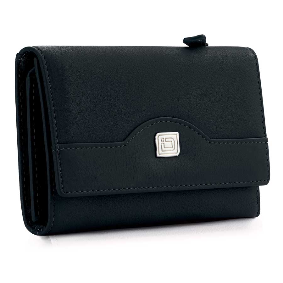 womens-leather-trifold-wallet-black-front