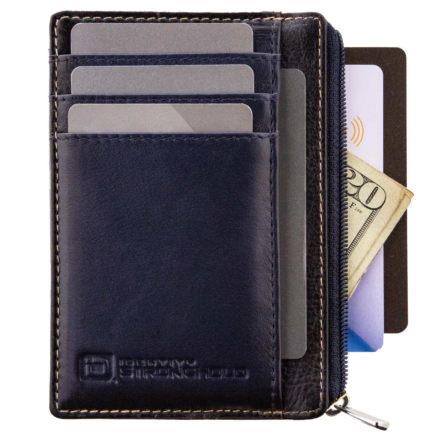 7004 Navy Blue RFID Blocking Minimalist Wallet Full