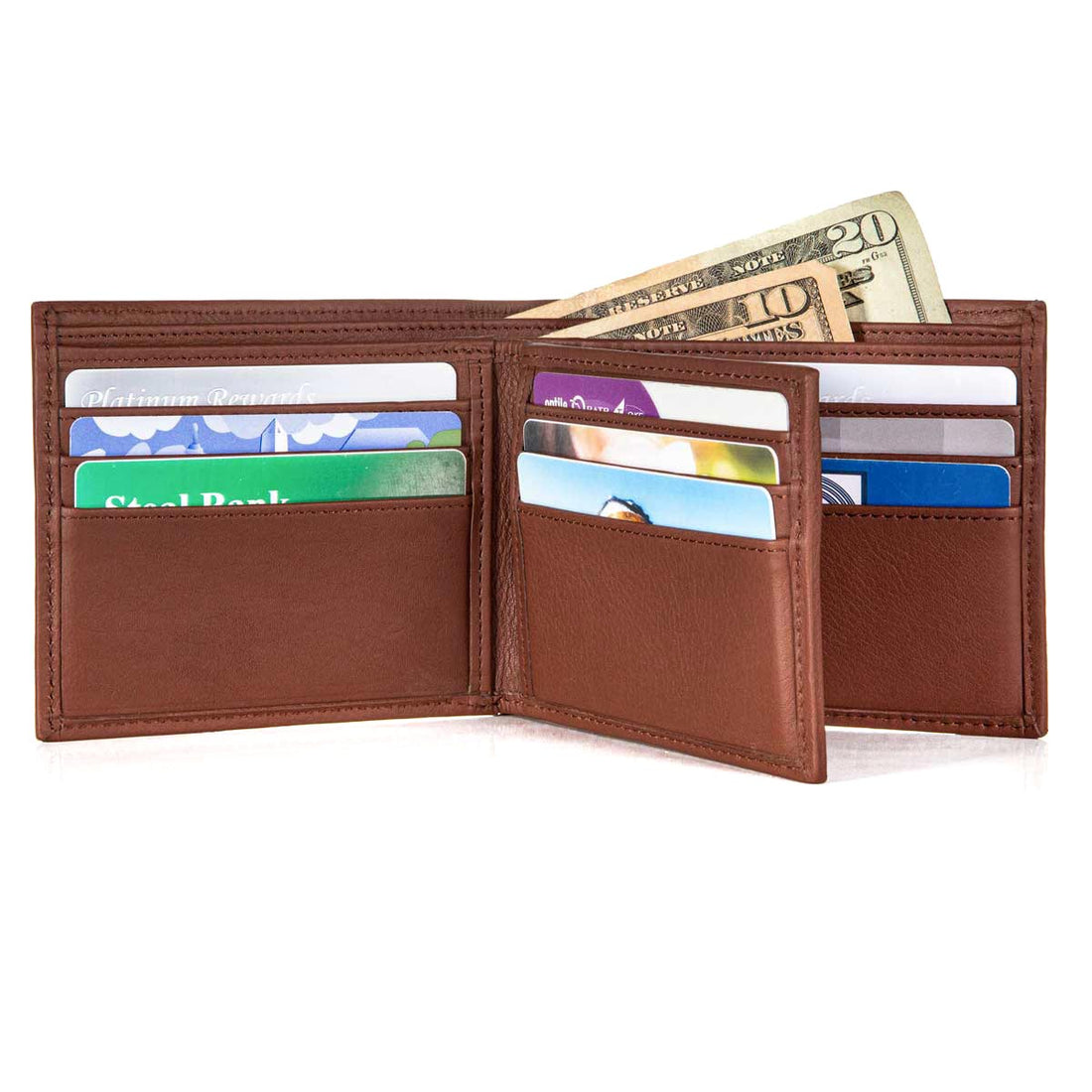Men’s 10-Slot Bifold Secure Leather Wallet | Custom Monogram