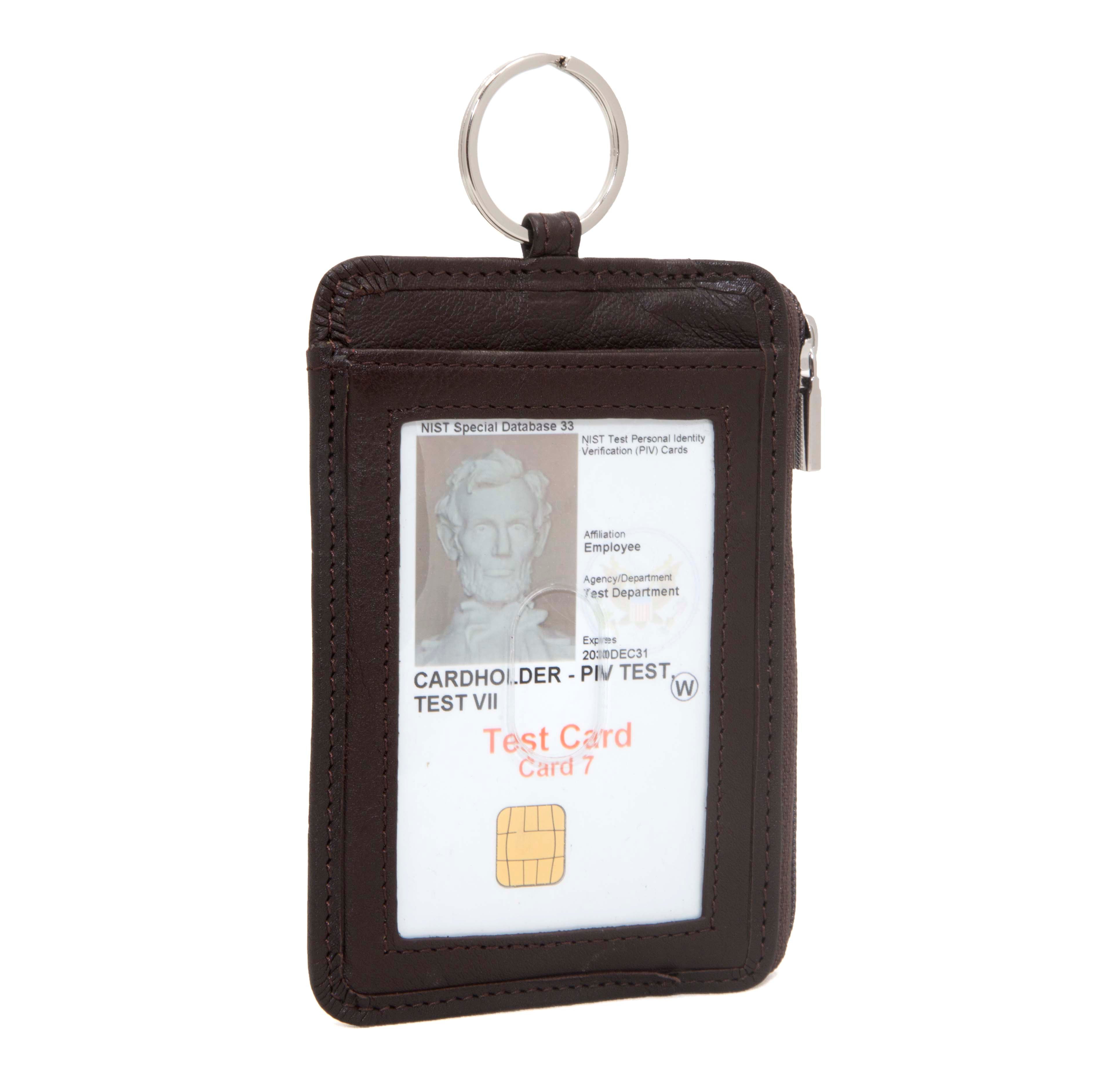RFID Wallet Dual Portrait ID Leather Badge Holder