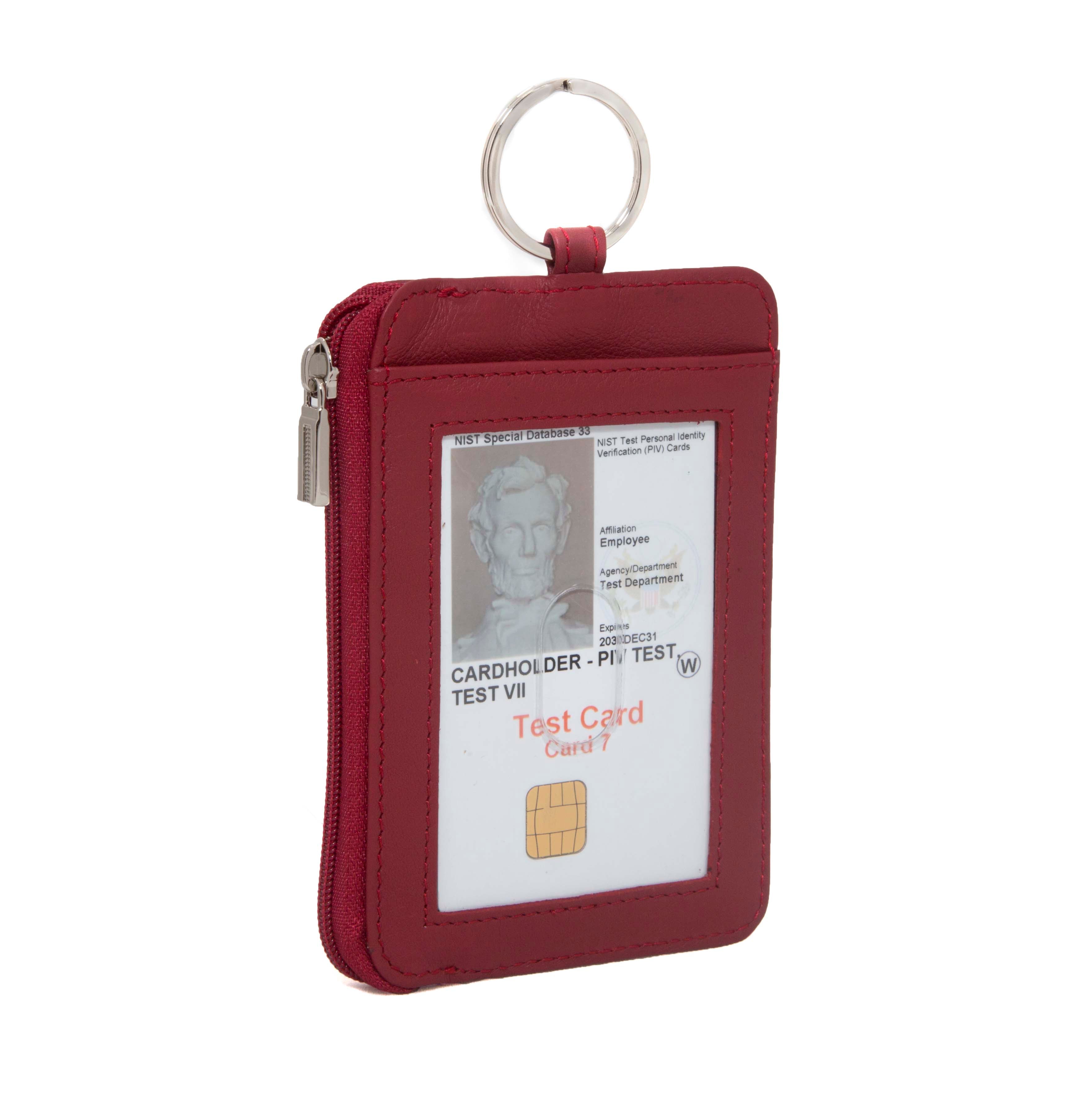 RFID Wallet Dual Portrait ID Leather Badge Holder