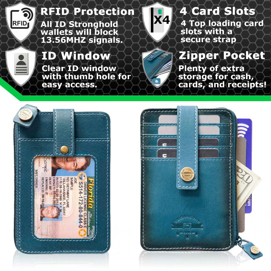 ID Credit Bank Card Holder Wallet Men Anti Rfid Blocking Protected Magic  Leather Slim Mini Small Money Wallets Case (Blue) 