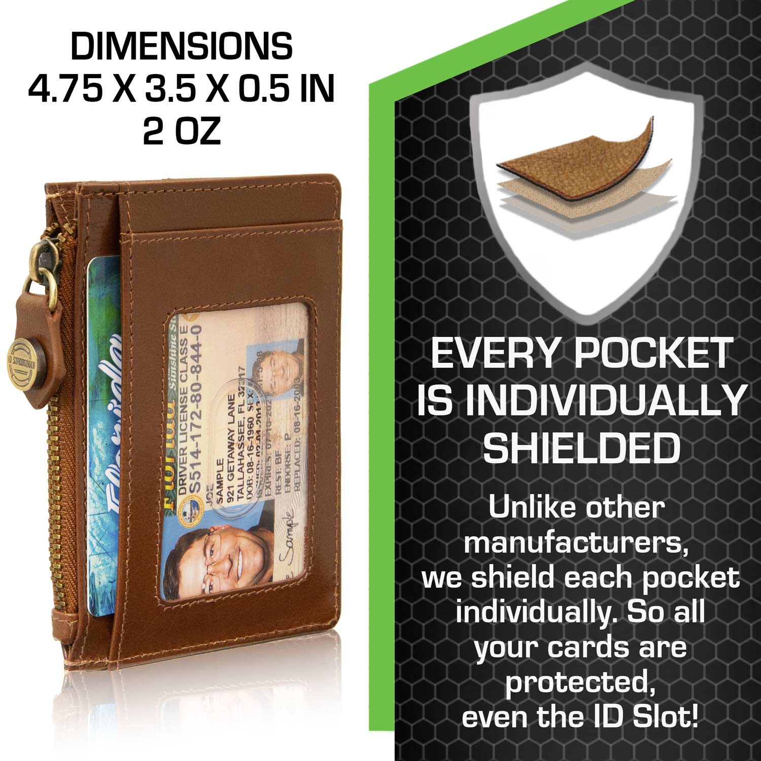 RFID Blocking Money Clip Mini Wallet - Antiqued Brown - IDSH7074 - abrn