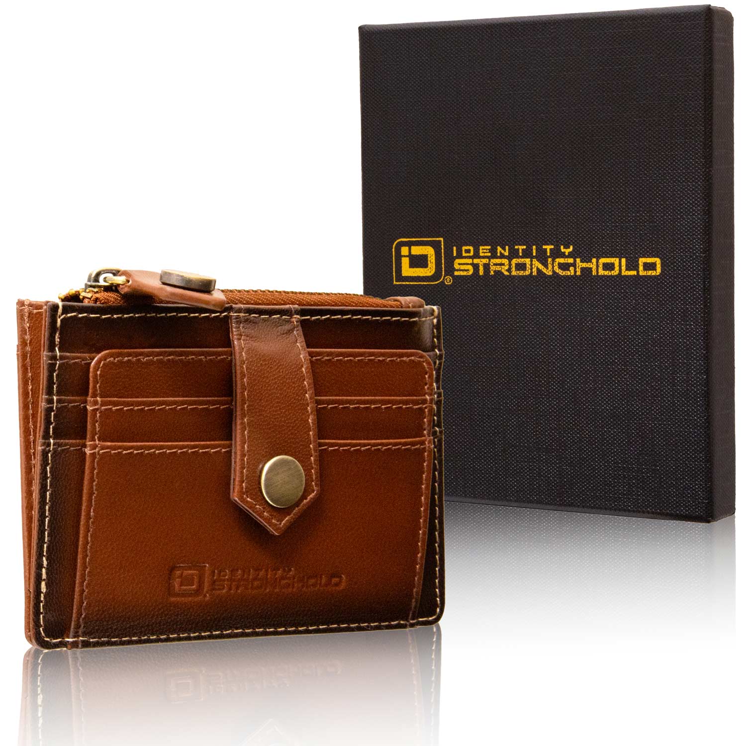 RFID Blocking Money Clip Mini Wallet - Antiqued Brown - IDSH7074 - abrn
