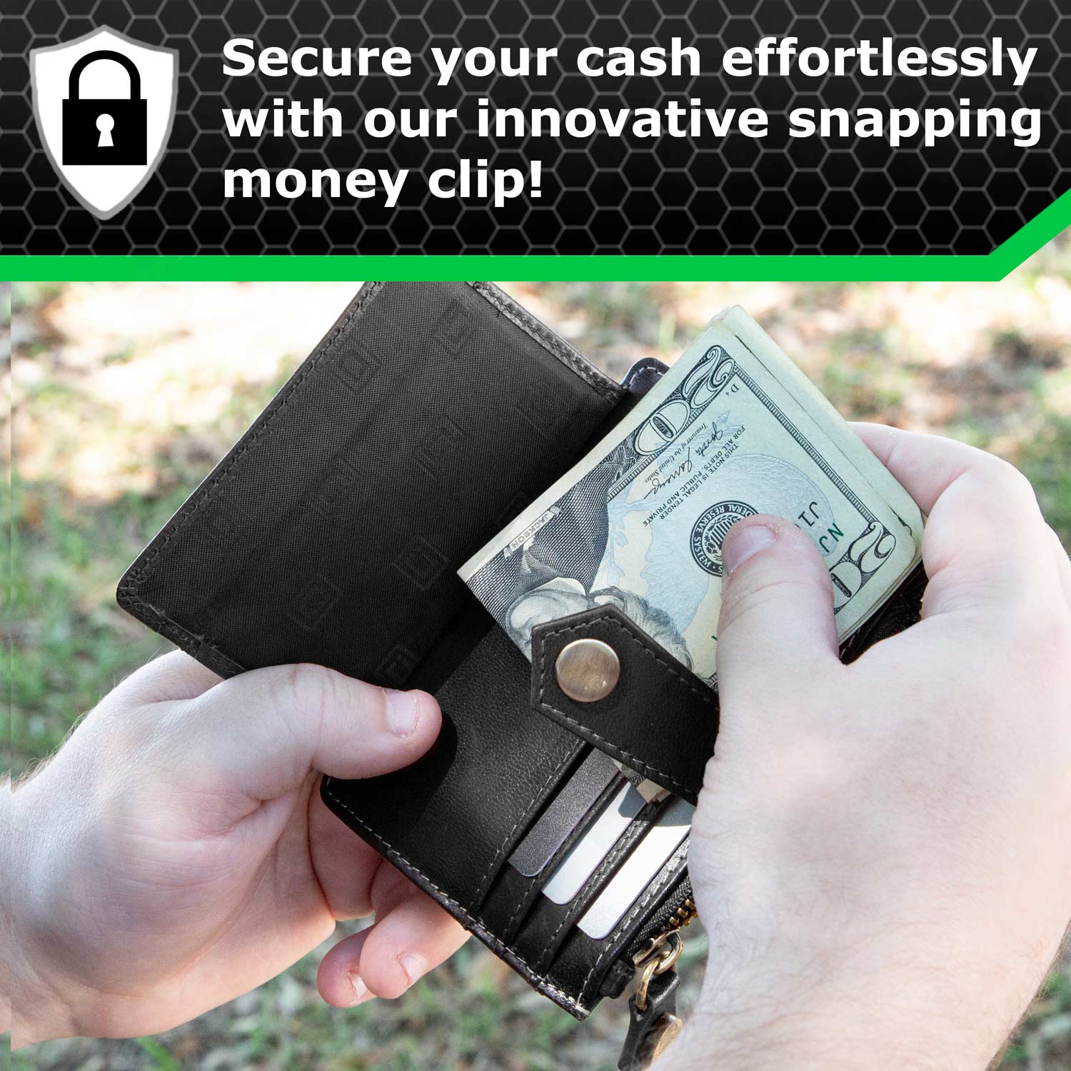 RFID Blocking Money Clip Mini Wallet - Black - IDSH7074 - blk