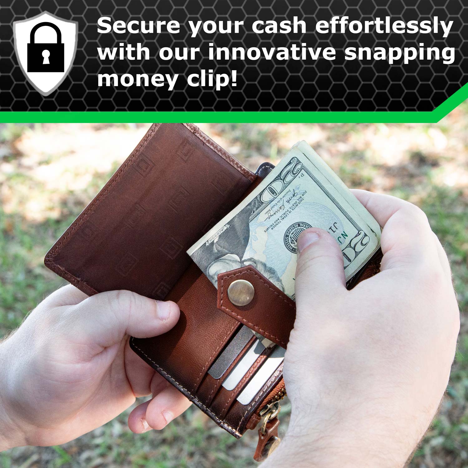 RFID Blocking Money Clip Mini Wallet - Antiqued Brown - IDSH7074 - abrn