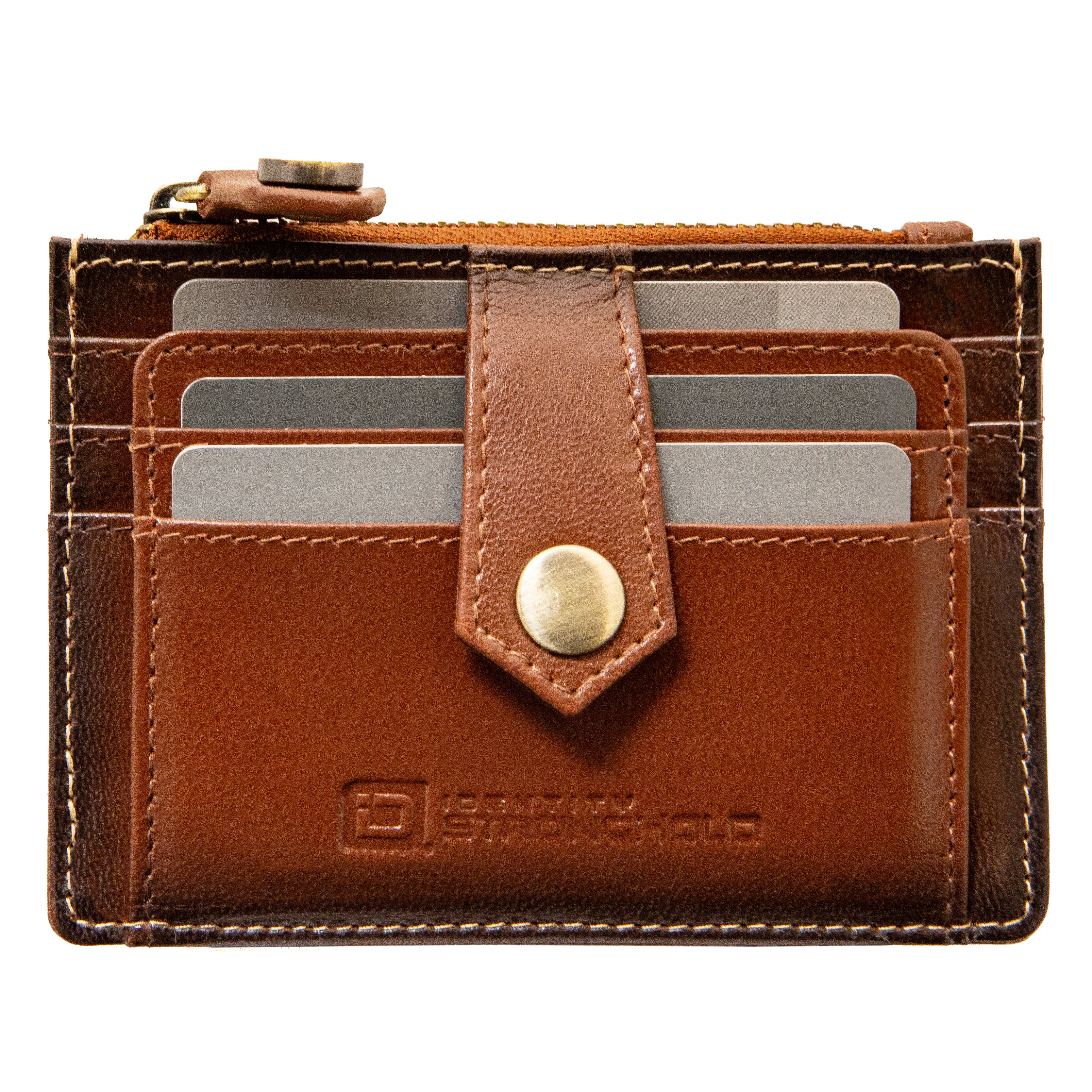 RFID Blocking Money Clip Mini Wallet - Antiqued Brown - IDSH7074 - abrn