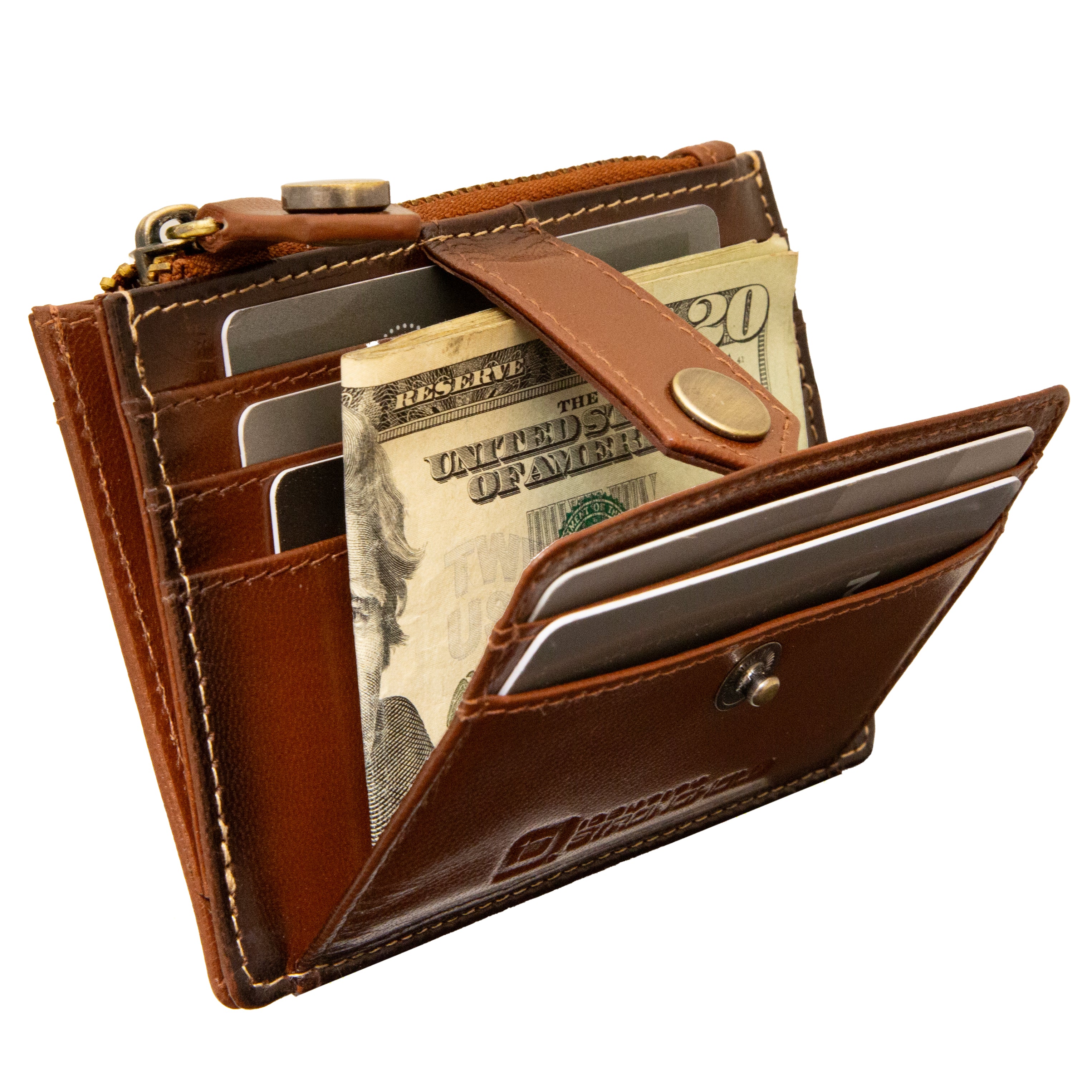 RFID Blocking Money Clip Mini Wallet - Antiqued Brown - IDSH7074 - abrn