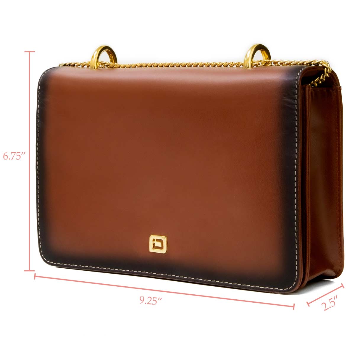Luxury Leather RFID Blocking Crossbody Purse for Women – Shoulder Bag with Gold Chain - Antiqued Brown - IDSH7157 - abrn