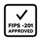 FIPS 201 Approved logo with a check mark on a white background