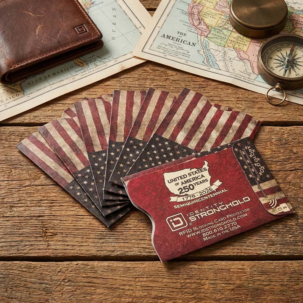 RFID Blocking Credit Card Sleeves - Old Glory 250 years 16 Pack RFID Blocking Credit Card Sleeves - Old Glory 250 years 16 Pack