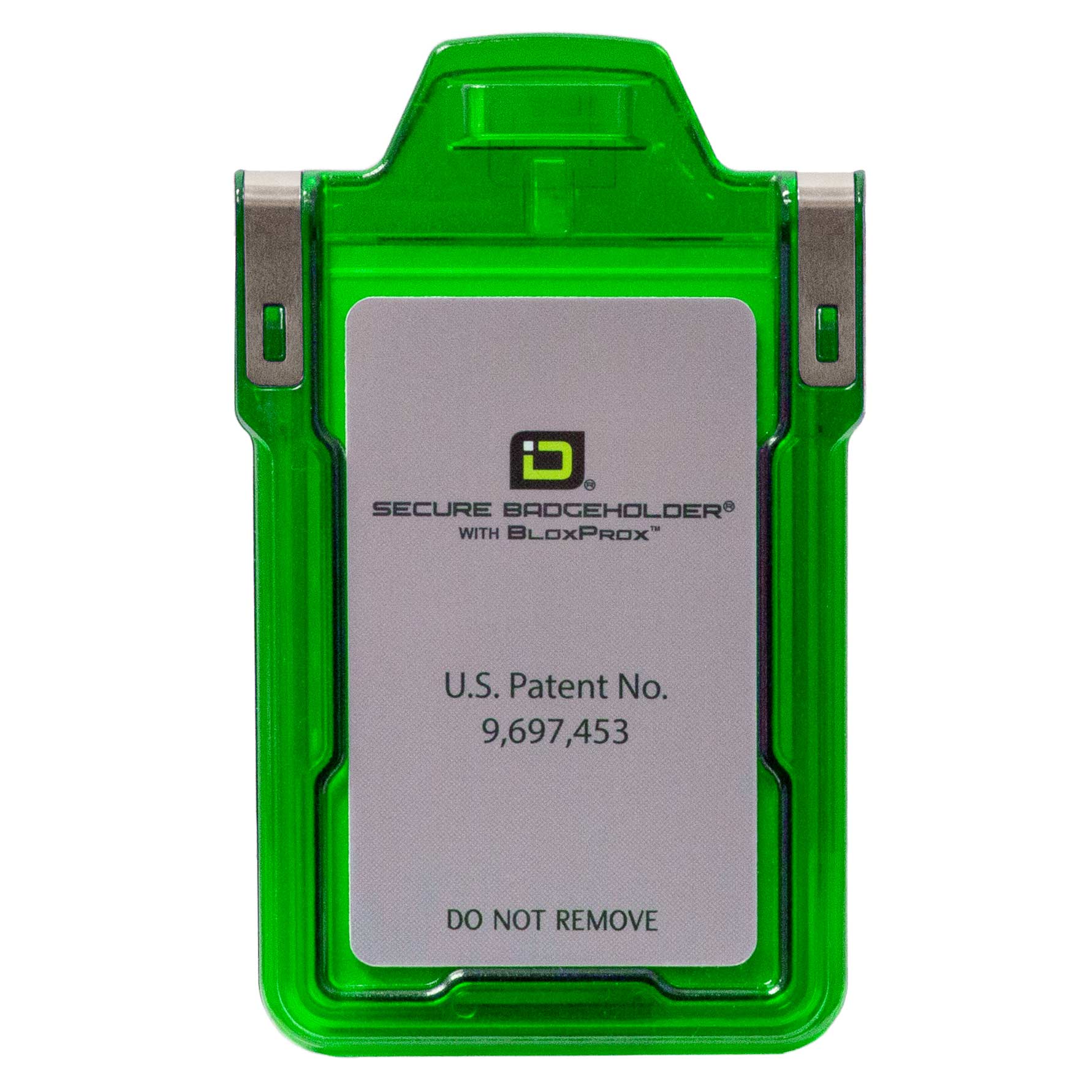 Secure Badge Holder Classic with BloxProx™ - Protects 125Khz HID Prox 1 ID Card Holder - Green - IDSH5001 - 001B - Grn