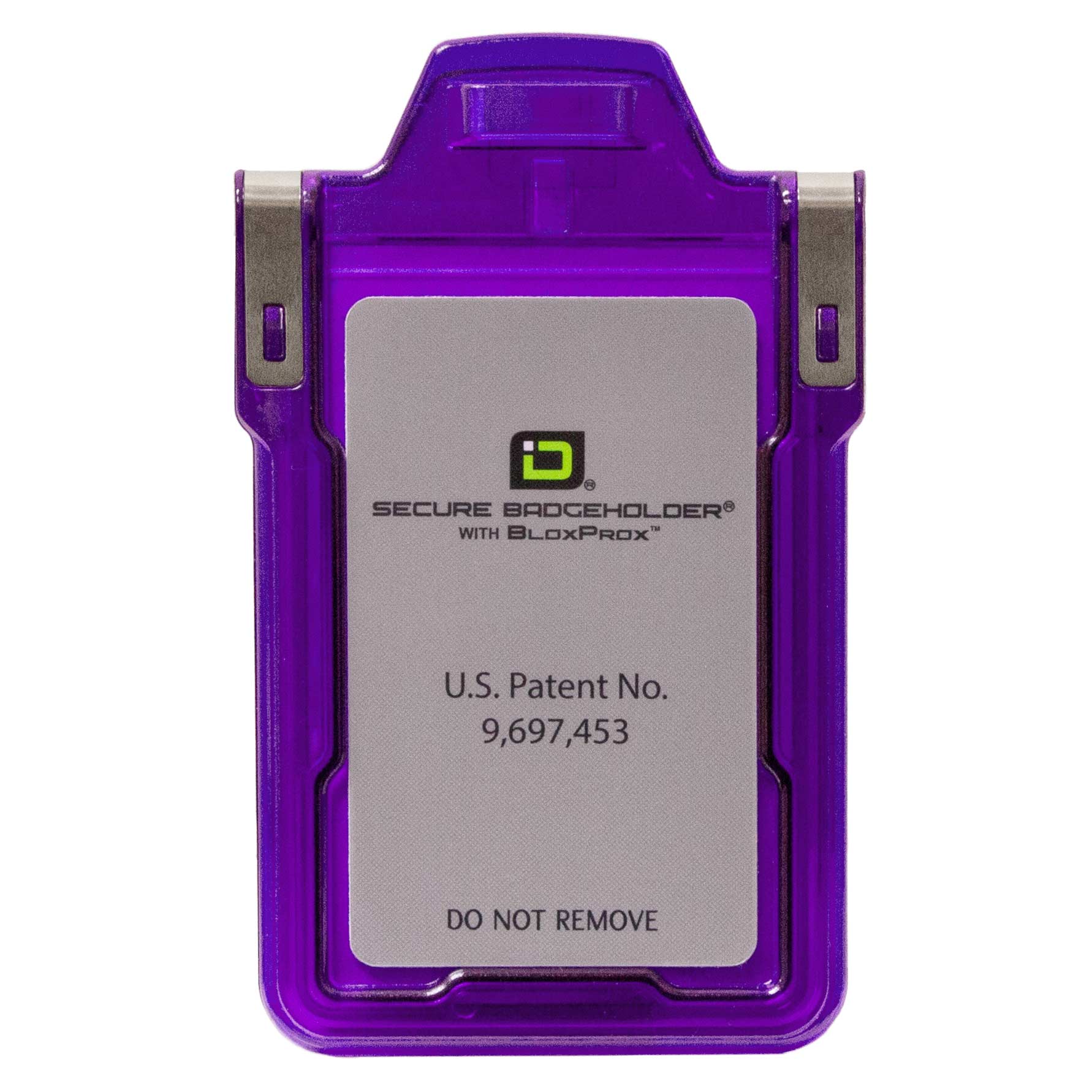 Secure Badge Holder Classic with BloxProx™ - Protects 125Khz HID Prox 1 ID Card Holder - Purple - IDSH5001 - 001B - Pur
