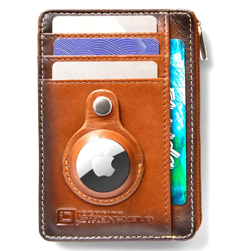 RFID Secure Slim Leather AirTag Wallet - Dark Brown - IDSH7004 - Tagabrn