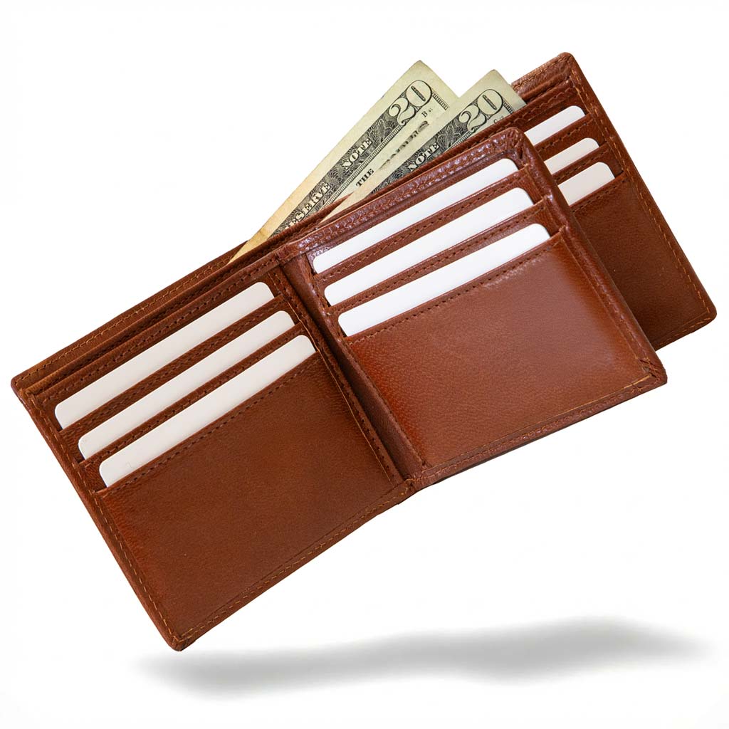 Mens RFID 10 Slot Bifold Wallet with ID Window - Antiqued Brown - IDSH7005-abrn