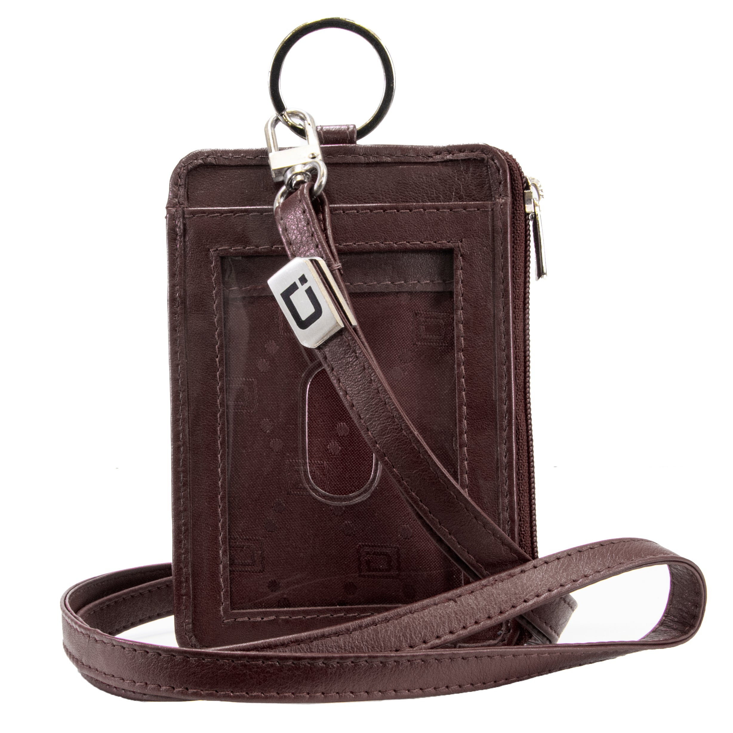 RFID Wallet Dual Portrait ID Leather Badge Holder - Brown - IDSH7007 - brn
