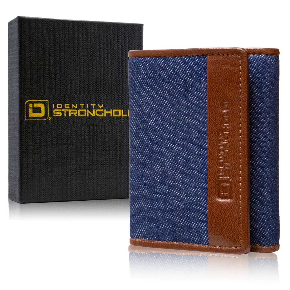 Men's Slim RFID Trifold Wallet with ID - Denim - IDSH7031 - den