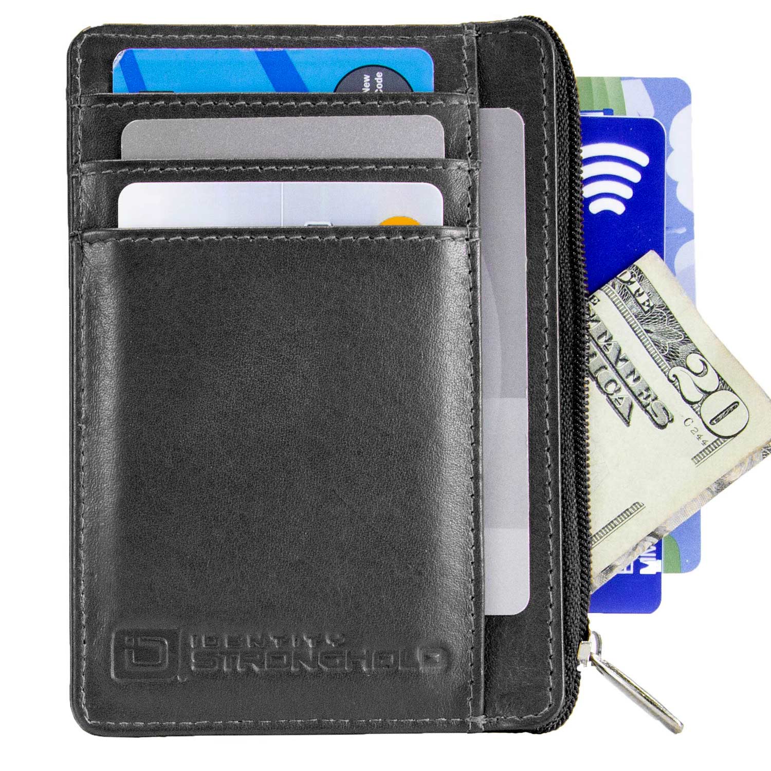 7004 Black RFID Blocking Minimalist Wallet Full