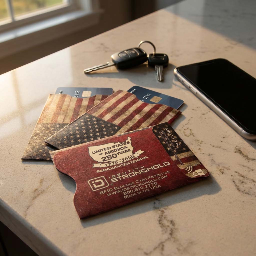 RFID Blocking Credit Card Sleeves - Old Glory 8 Pack - USAOG-8PK
