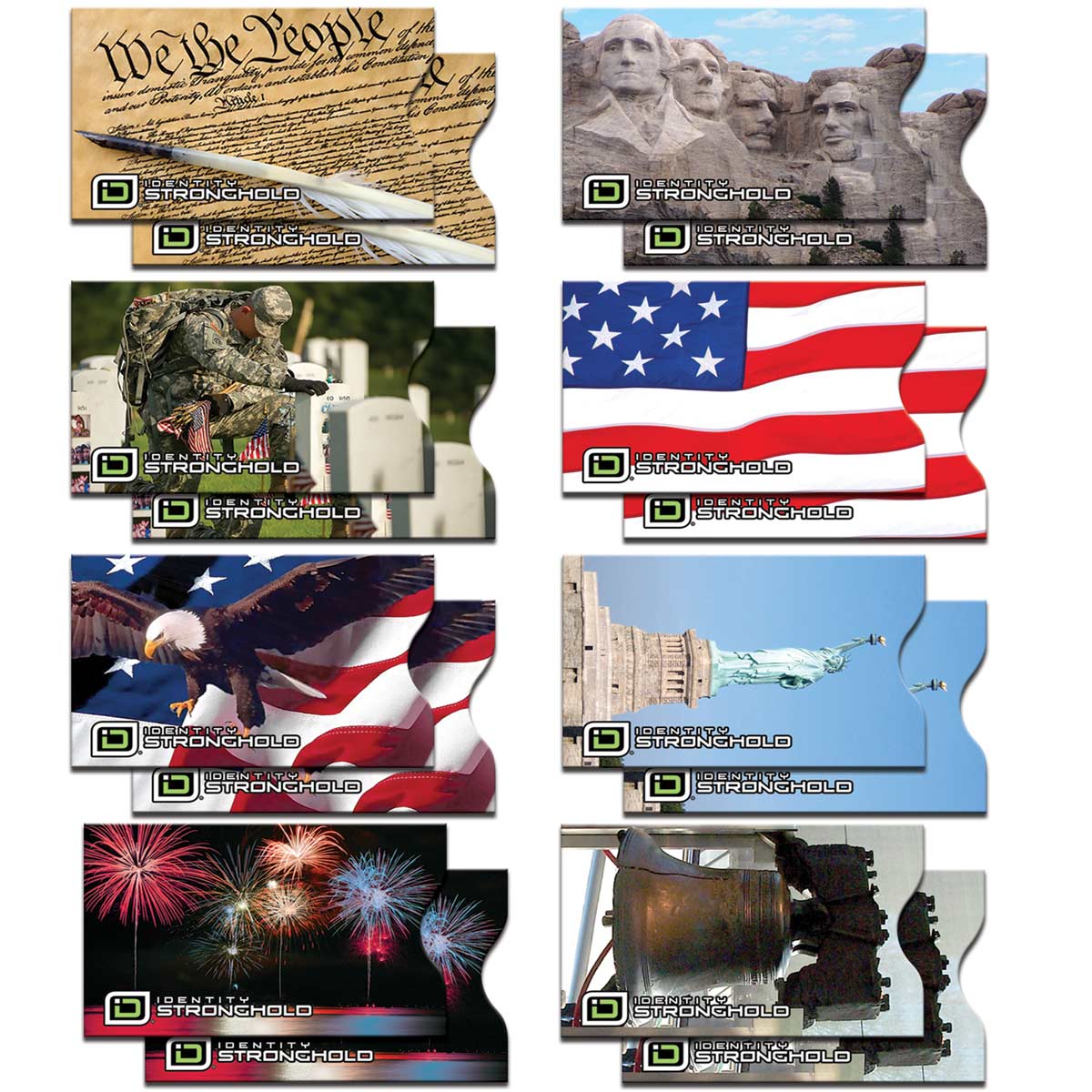 RFID Blocking Credit Card Sleeves - Patriotic 16 Pack - patcc16pk