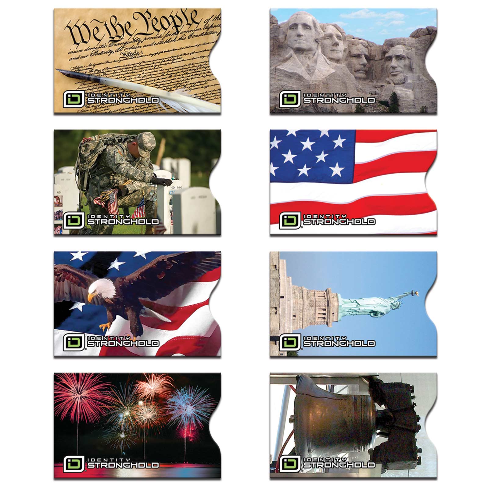 RFID Blocking Credit Card Sleeves - Patriotic 8 Pack - patcc8pk
