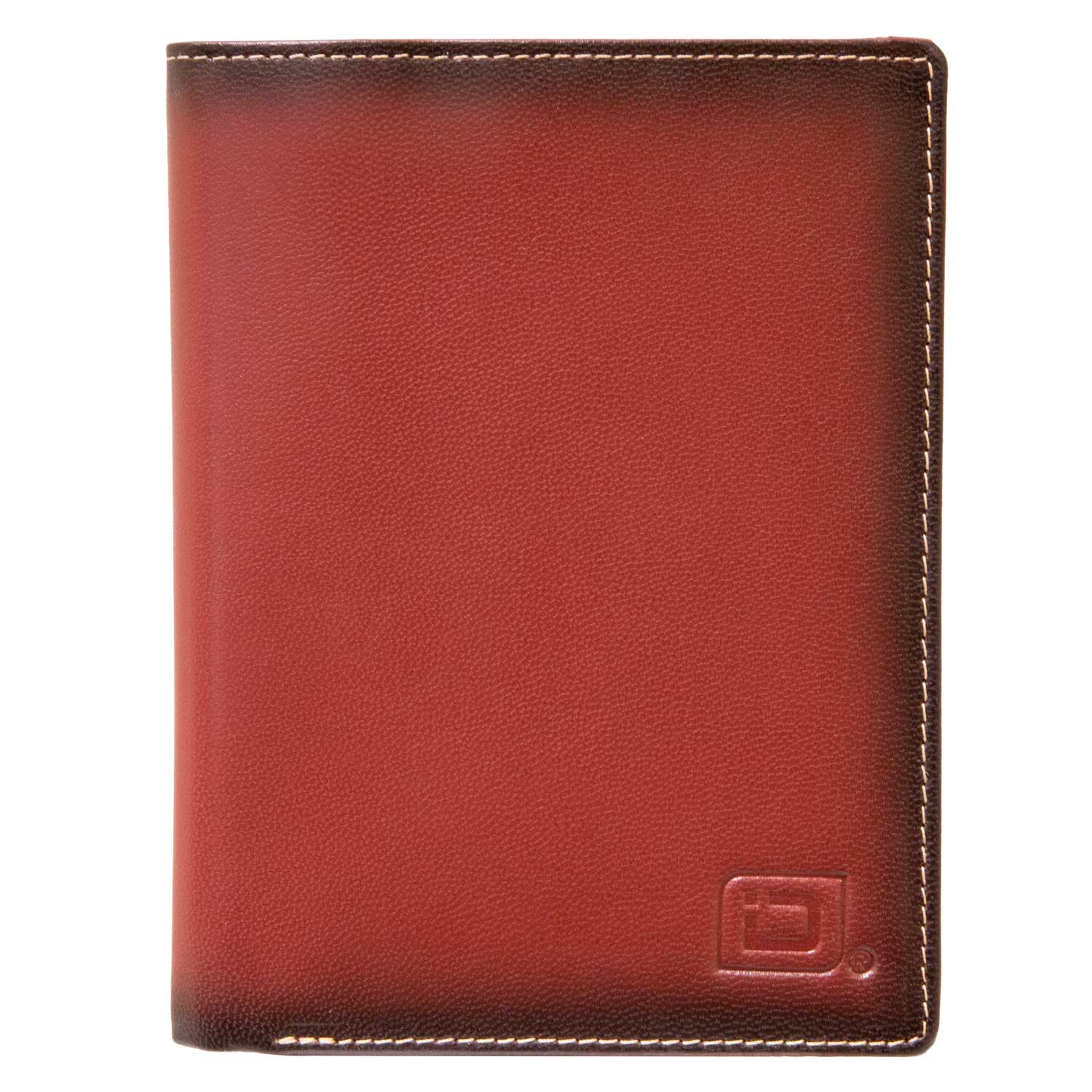 RFID Blocking Leather Passport Wallet - Red - Closed