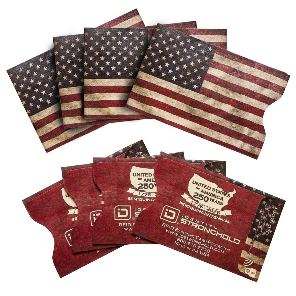 RFID Blocking Credit Card Sleeves - Old Glory 8 Pack - USAOG-8PK