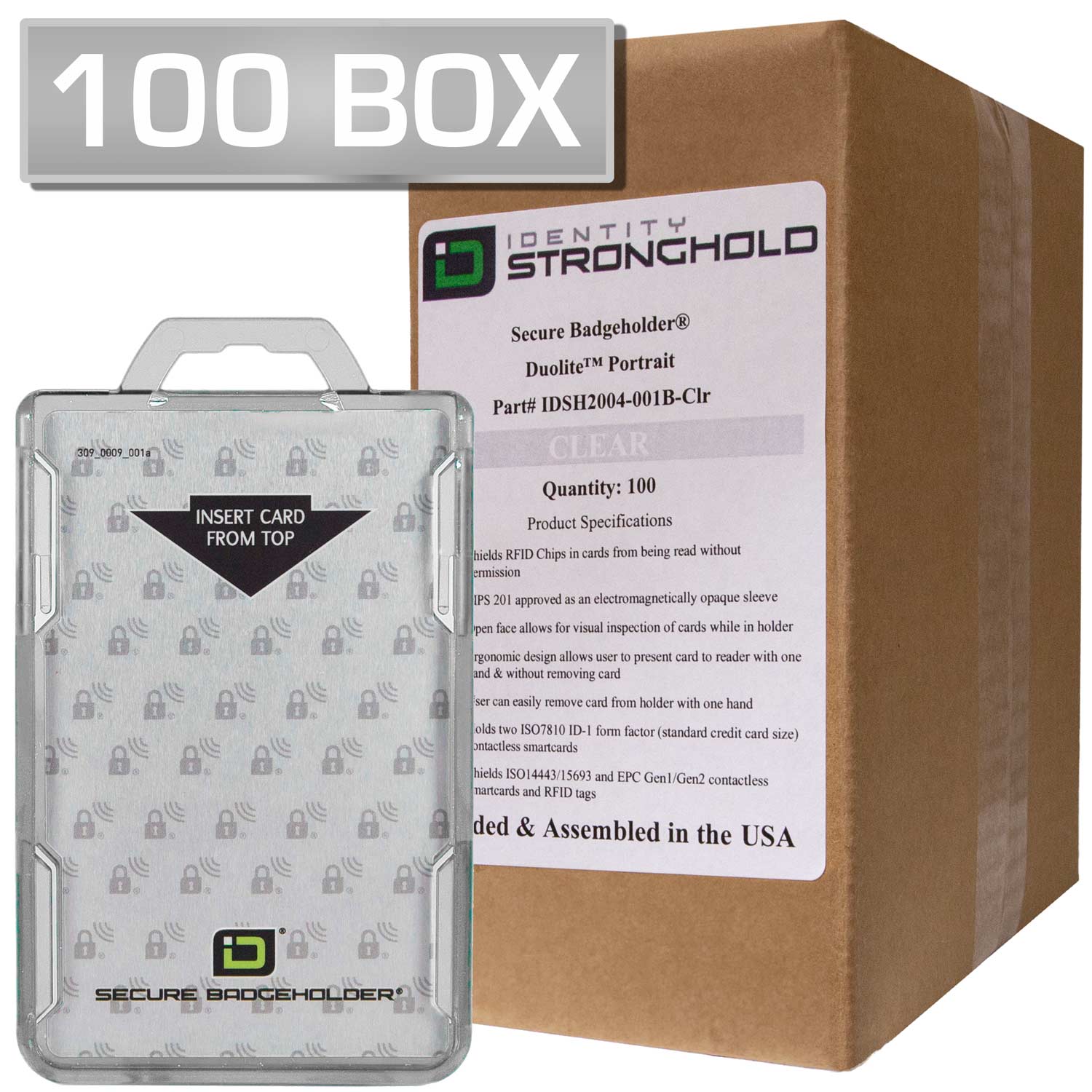 Duolite Badge Holders Box of 100 - Clear - 