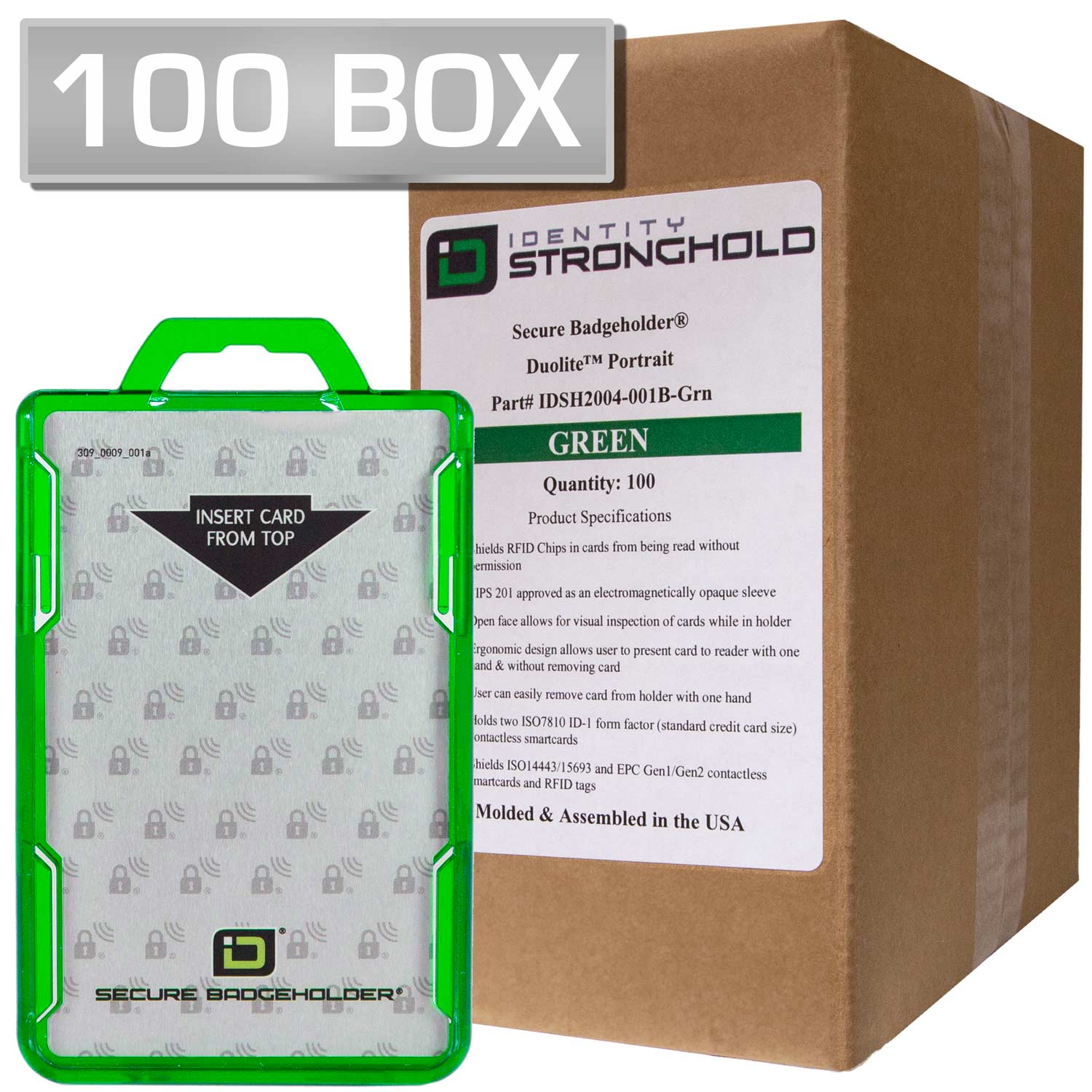 Duolite Badge Holders Box of 100 - Green - 
