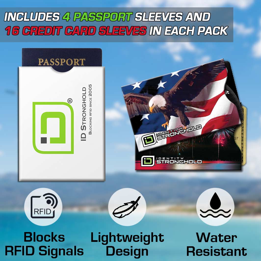 RFID Blocking Credit Card and Passport Sleeves - Patriotic 20 Pack - PAT20PK-WEB