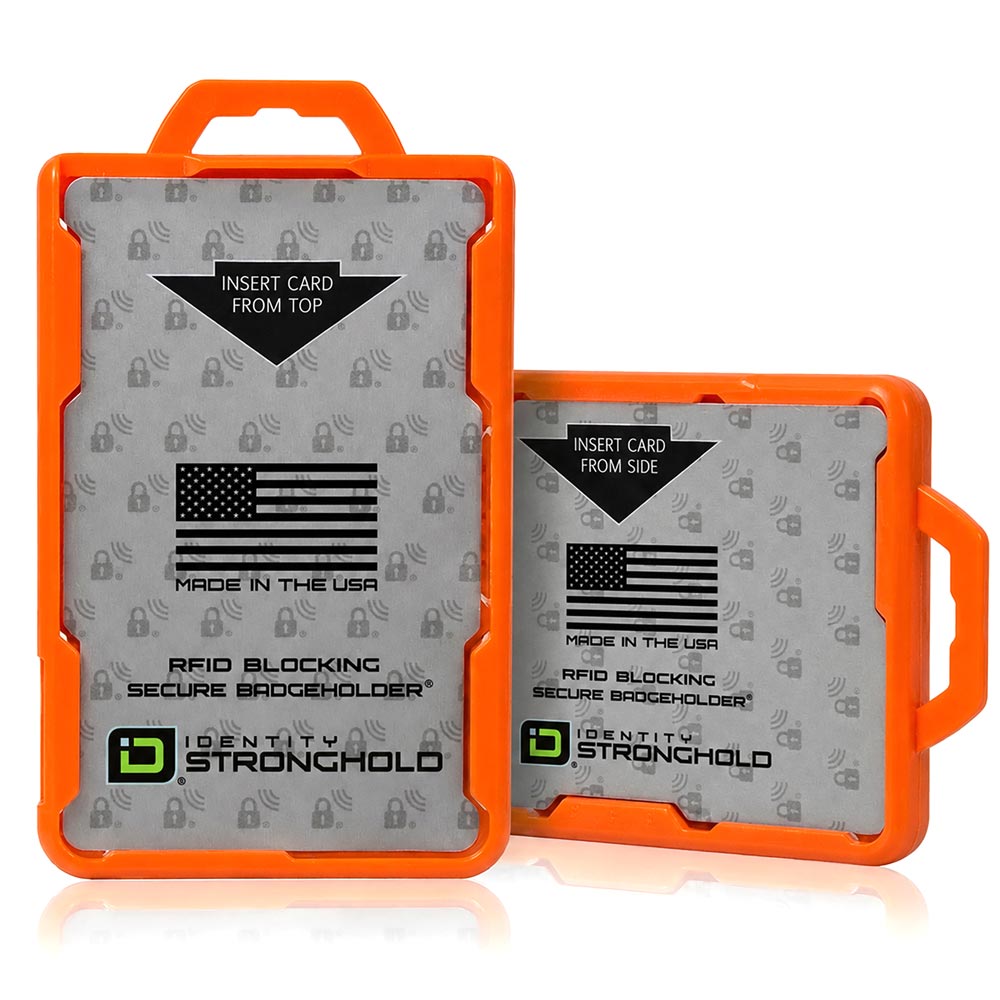 Secure Badge Holder DuoLite ® Vertical 2 ID Card Holder - Orange - IDSH2004-001B-Org