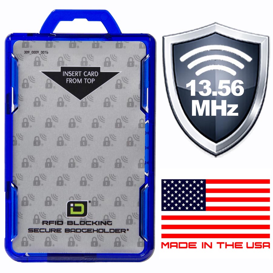 Secure Badge Holder DuoLite ® Vertical 2 ID Card Holder - Blue - IDSH2004-001B-Blu