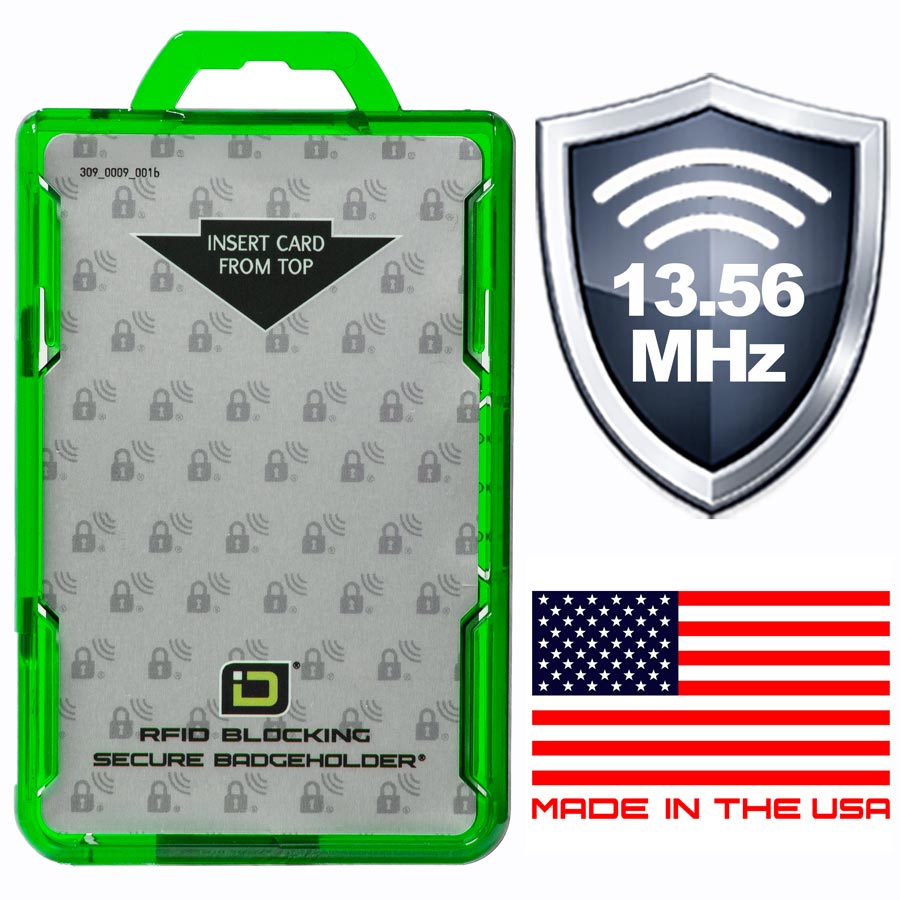 Secure Badge Holder DuoLite ® Vertical 2 ID Card Holder - Green - IDSH2004-001B-Grn