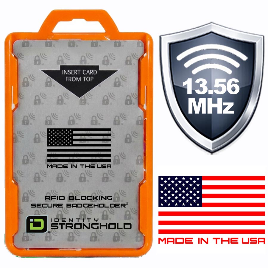 Secure Badge Holder DuoLite ® Vertical 2 ID Card Holder - Orange - IDSH2004-001B-Org