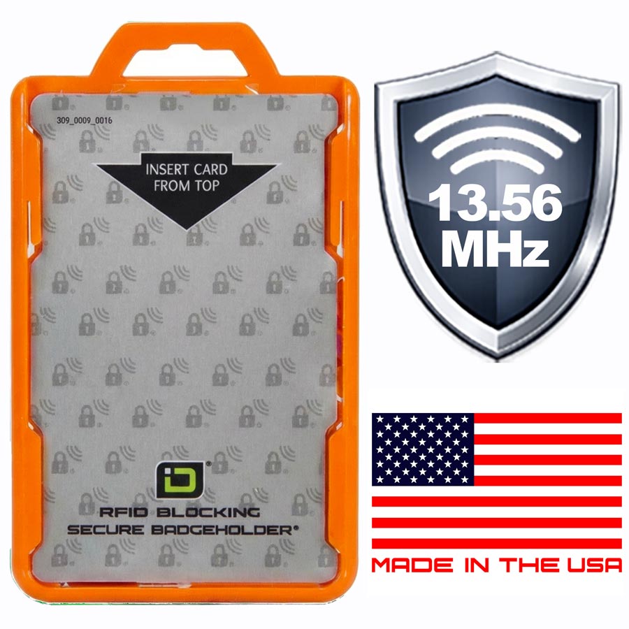 Secure Badge Holder DuoLite ® Vertical 2 ID Card Holder - Orange - IDSH2004-001B-Org
