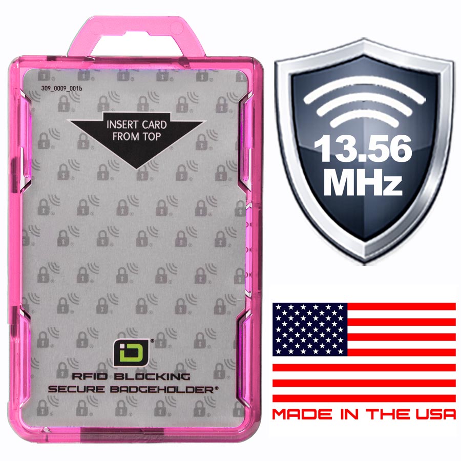 Secure Badge Holder DuoLite ® Vertical 2 ID Card Holder - Pink - IDSH2004-001B-Pnk