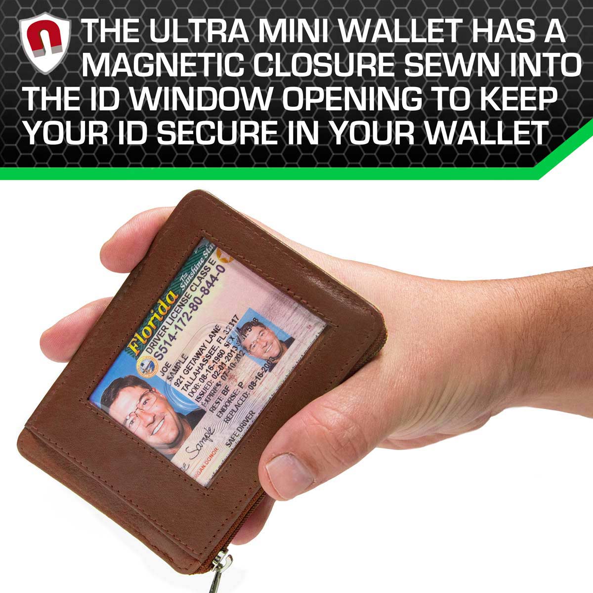 7004 Brown RFID Blocking Minimalist Wallet ID Window