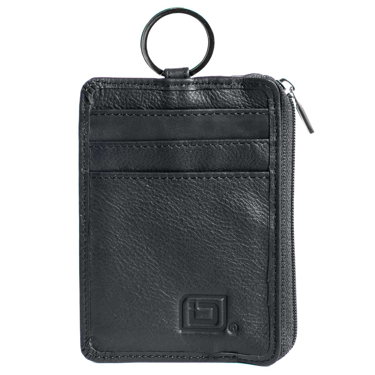 RFID Blocking Leather Secure Badge Holder Portrait - Black - IDSH7006 - blk