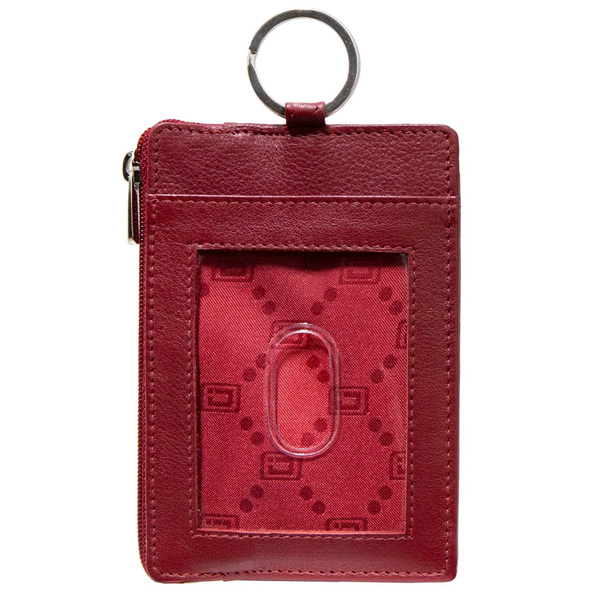 RFID Blocking Leather Secure Badge Holder Portrait - Red - IDSH7006 - red