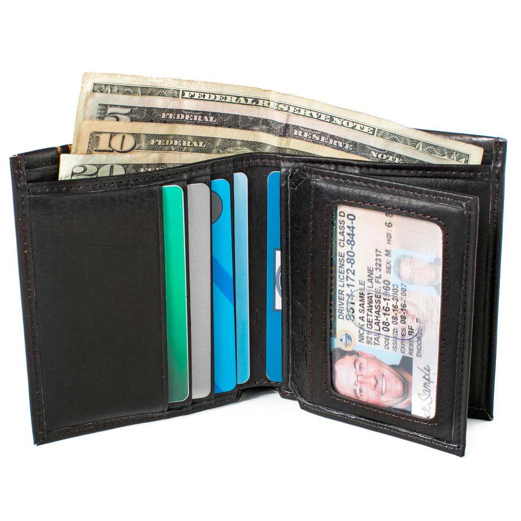 ID Stronghold RFID Wallet 6 Slot Bifold with ID, Men's, Brown