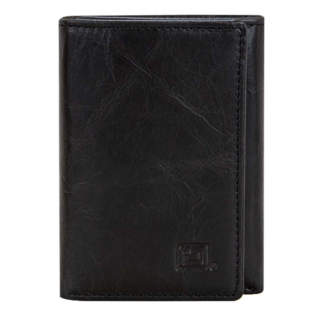 RFID Blocking Wallet for Men - Slim Buffalo Leather Trifold Wallet - Black - IDSH7052 - blk