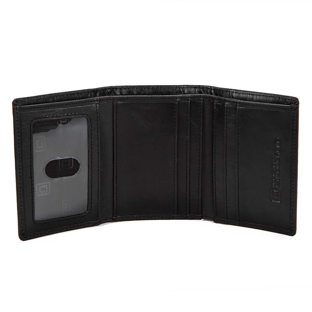 RFID Blocking Wallet for Men - Slim Buffalo Leather Trifold Wallet - Black - IDSH7052 - blk