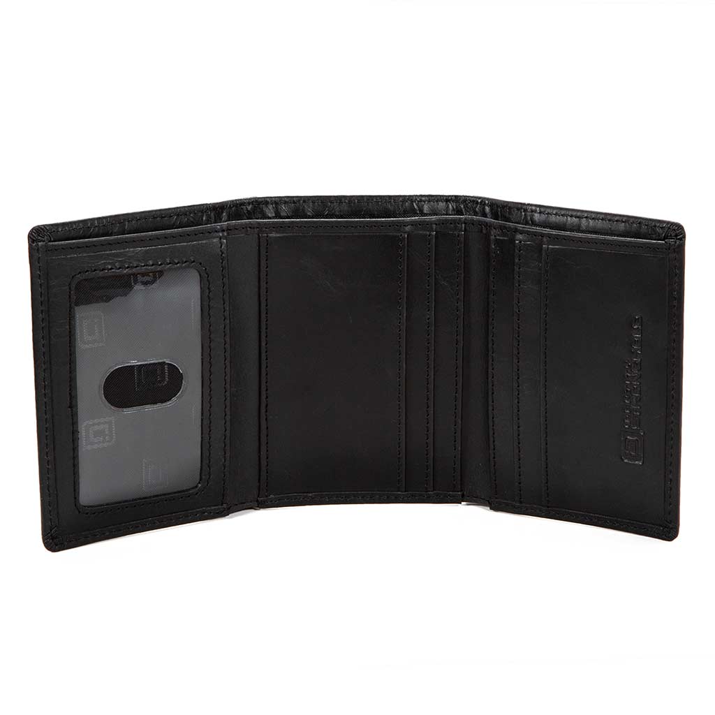 Black Leather Slender Bifold Wallet