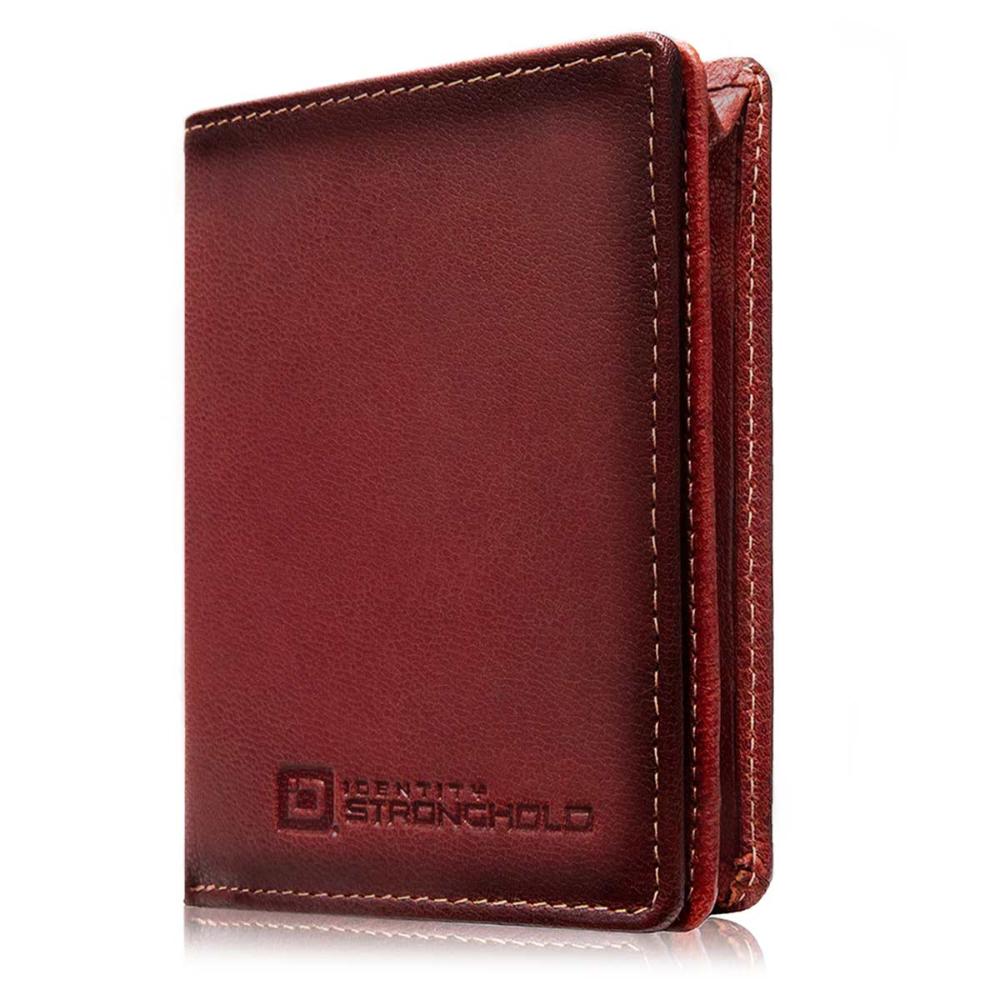 Men's Slim Dark Red Leather Credit Card Holder Wallet – xeronte