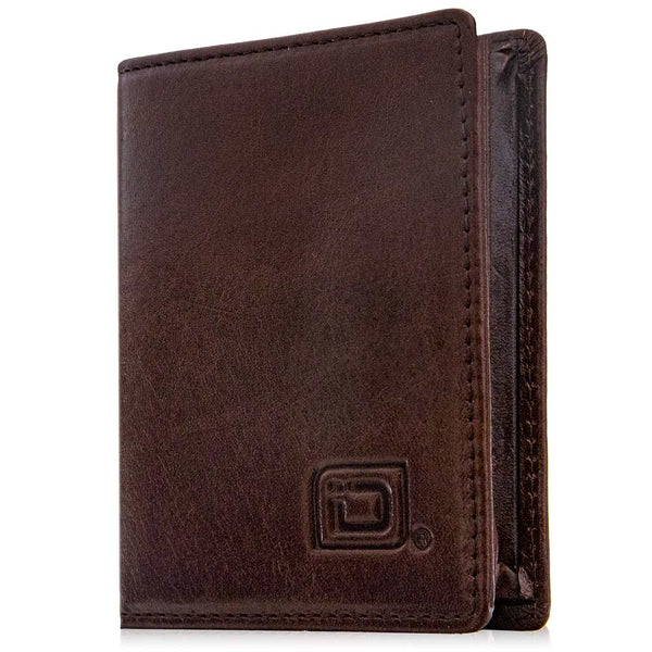 Men’s RFID Blocking Brown Leather Wallet – Handmade Bifold With Credit Card Slots & Button Strap