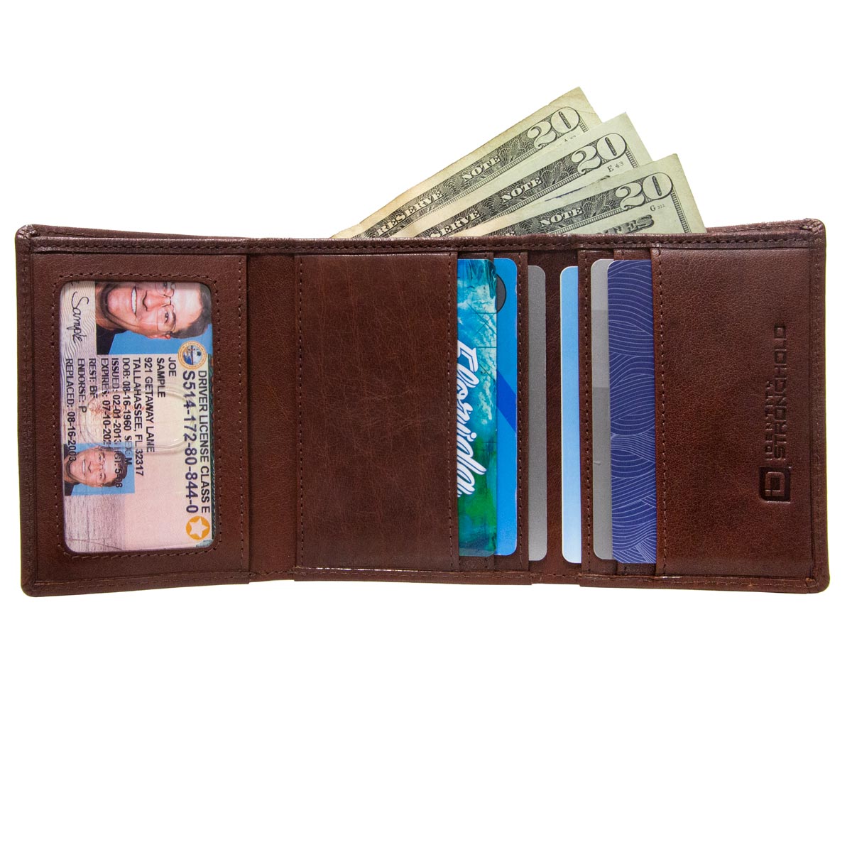 RFID Blocking Wallet for Men - Slim Buffalo Leather Trifold Wallet - Whiskey - IDSH7052 - whiskey