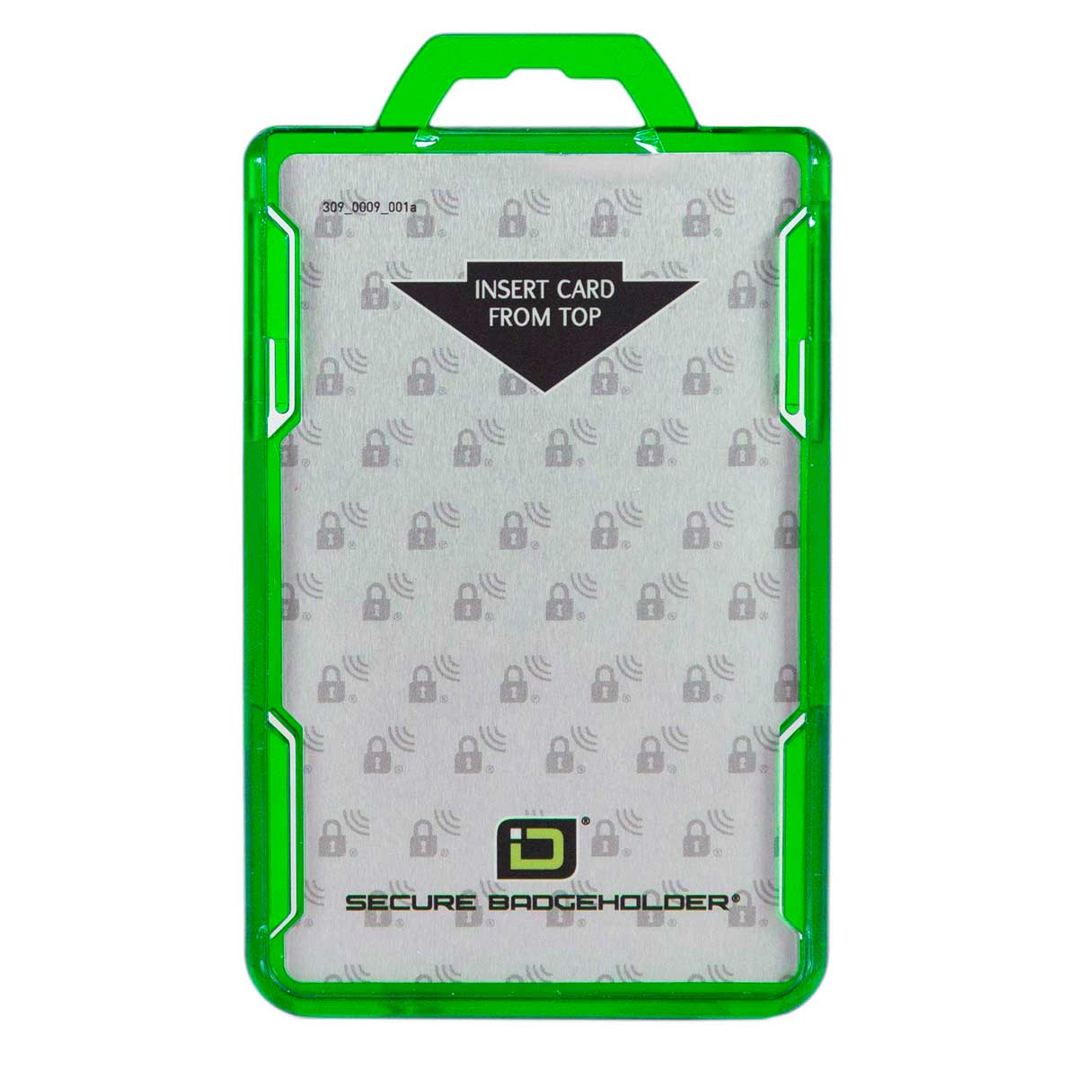 Secure Badge Holder Lite ™ Vertical 1 ID Card Holder - Green - IDSH9001 - 001B - Grn