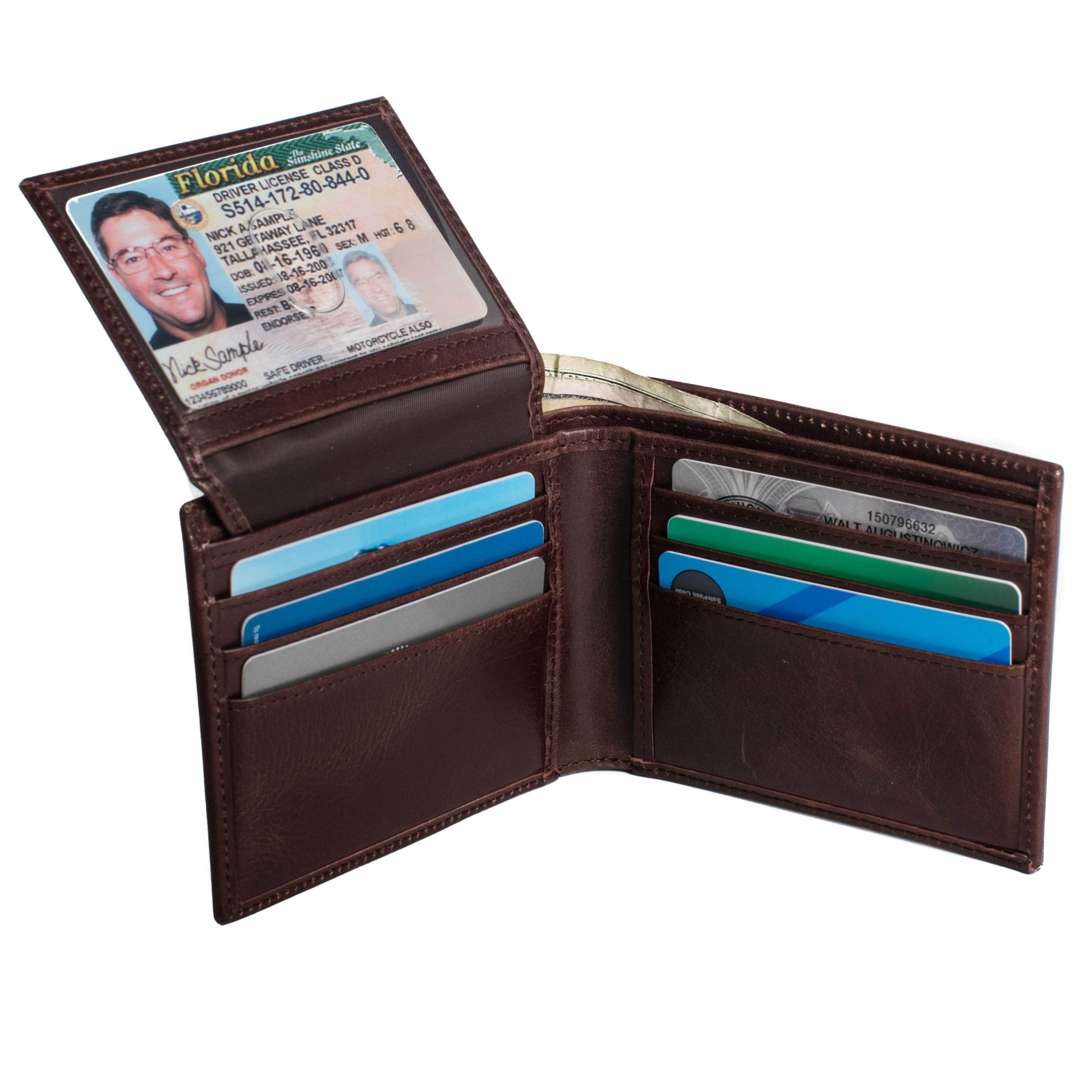 ID Stronghold Men's Wallet 6 Slot Bifold Stonewashed Leather Wallet
